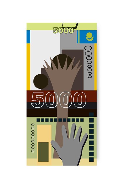 Cazaque Tenge Vector Illustration Conjunto de dinheiro do Cazaquistão notas de pacote Dinheiro de papel 5000 KZT