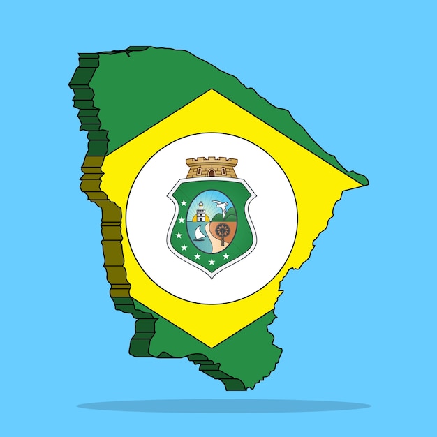 Vetor ceará 3d mapa isométrico estado brasileiro isolado estilo cartoon plana