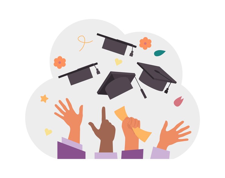 Celebração da formatura do ensino médio ou da faculdade e entrega do diploma