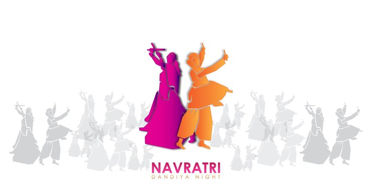 Celebração da noite Dandiya em navratri.