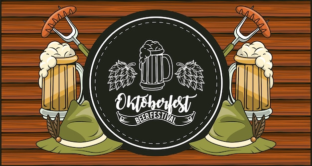 Vetor celebração da oktoberfest, design do festival de cerveja