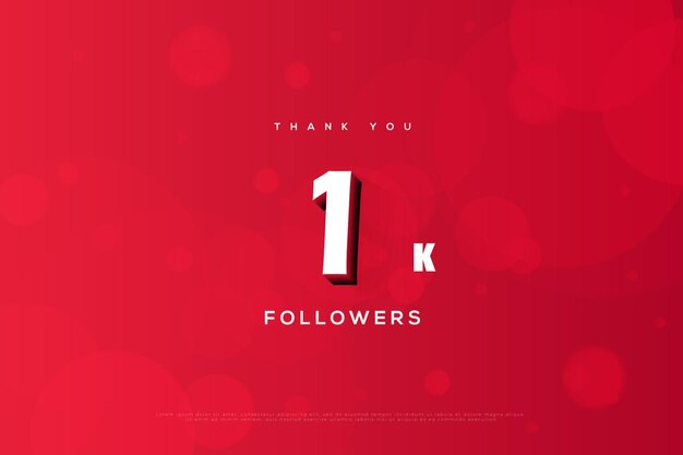 celebração de 1k seguidores em fundo brilhante.