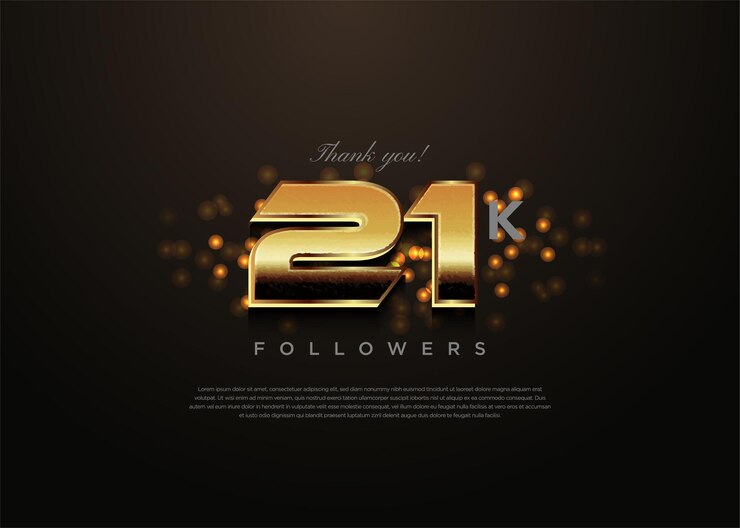 Vetor celebração de 21 mil seguidores com design de fundo de pontos de luz vetor premium
