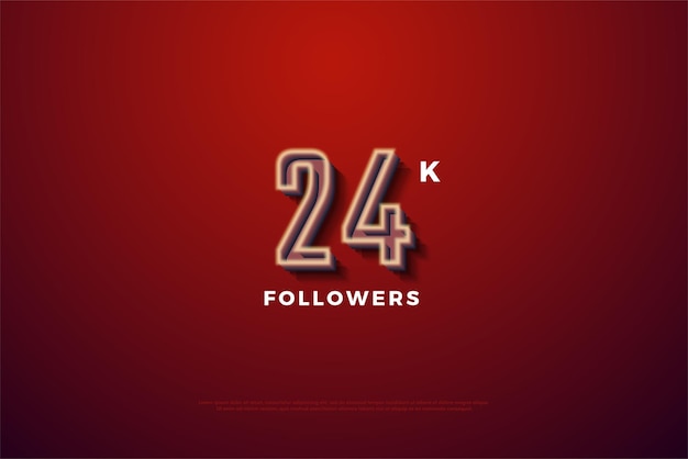 Celebração de 24 mil seguidores em fundo vermelho com efeito de luz.