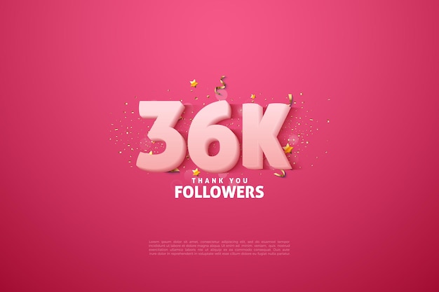 Celebração de 36 mil seguidores com delicados números 3d rosa.