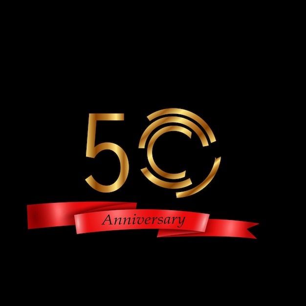 Celebração de aniversário de 50 anos dourado, preto, cor, vetorial, modelo, design, ilustração