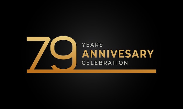 Celebração de aniversário de 79 anos com cor dourada e prata de linha única isolada em fundo escuro