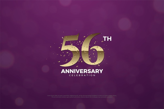 Celebração do 56º aniversário em fundo roxo.