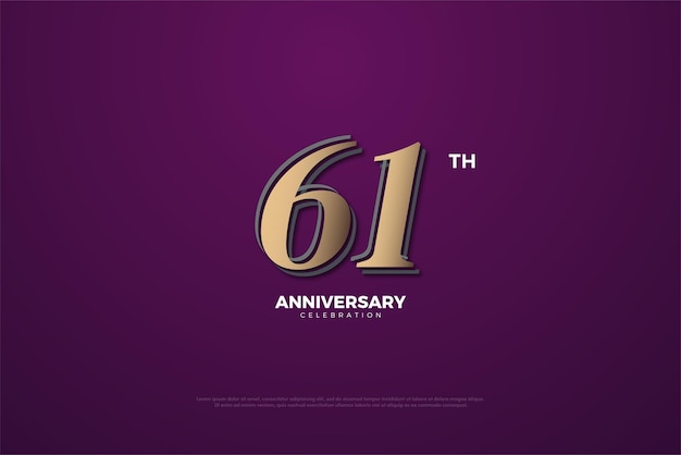 Celebração do 61º aniversário em fundo roxo.