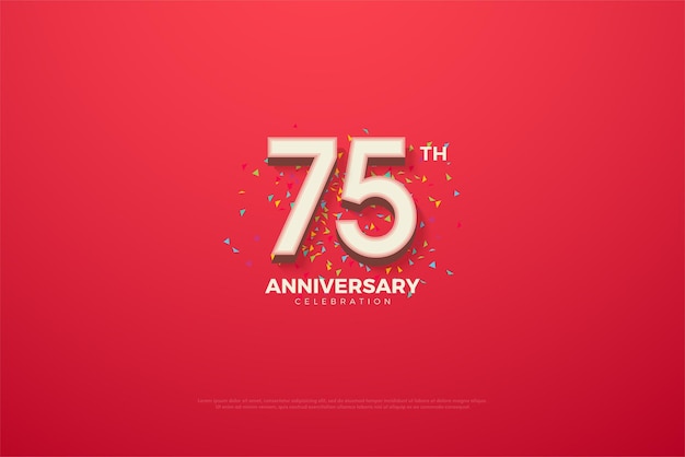 Celebração do 75º aniversário com granulado colorido de papel de celebração.