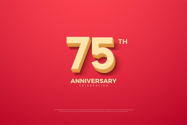 Celebração do 75º aniversário com números 3d ultra suaves.