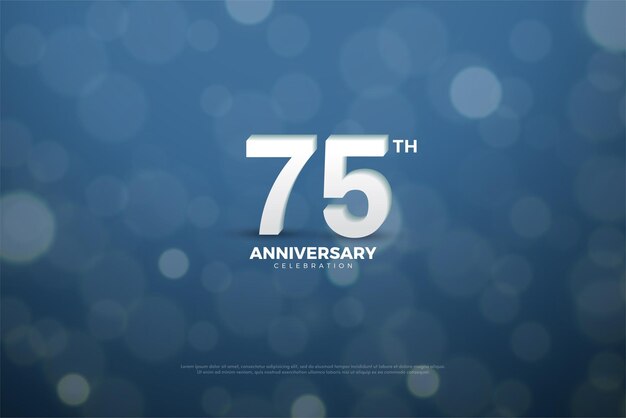 Celebração do 75º aniversário com números brancos simples.