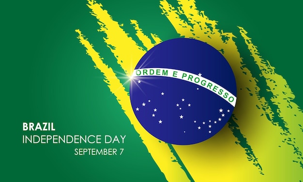 Celebração do dia da independência do brasil bandeira e fitas com símbolos brasileiros