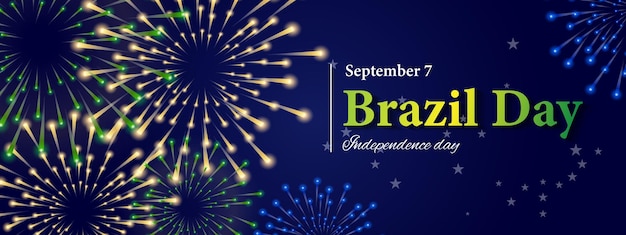 Vetor celebração do dia da independência do brasil bandeira e fitas com símbolos brasileiros