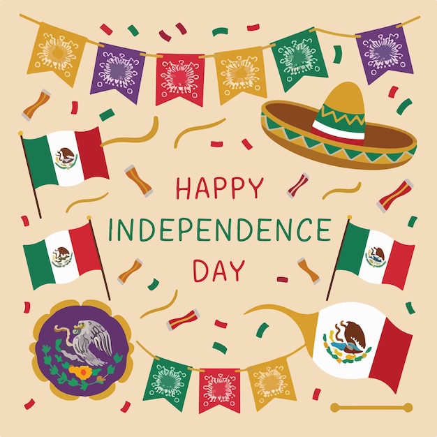 Celebração do Dia da Independência do México desenho de ilustração vetorial