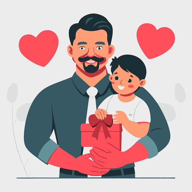 Celebração do Dia do Pai com ilustração conceitual e coração