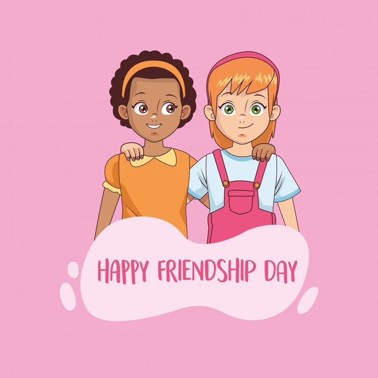 Vetor celebração do dia feliz amizade com casal de meninas