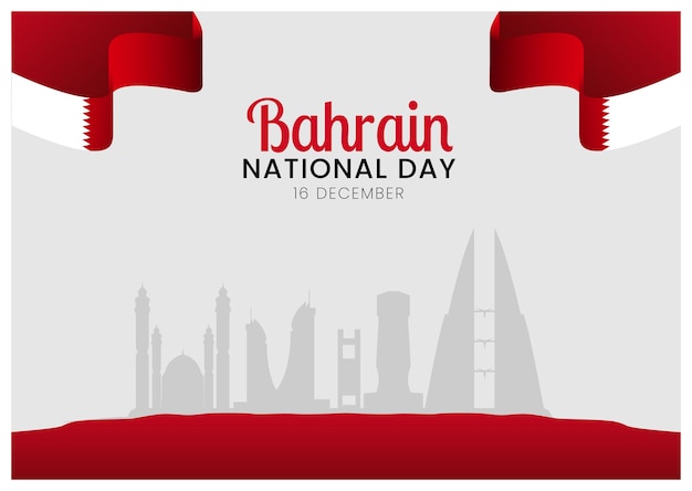 Vetor celebração do dia nacional do bahrein com marco e bandeira