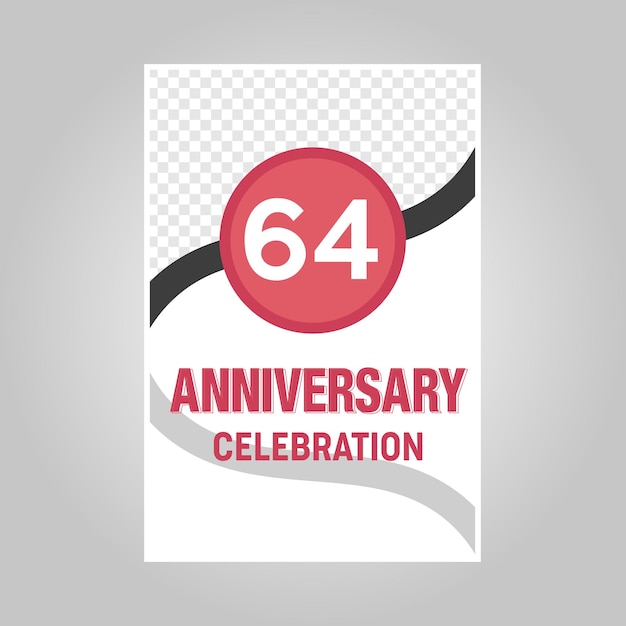 Celebração do modelo de cartão de convite vetorial de aniversário de 64 anos.