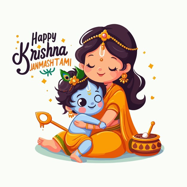 Vetor celebração do senhor shri krishna janmashtami festa de nascimento do deus indiano ilustração de fundo