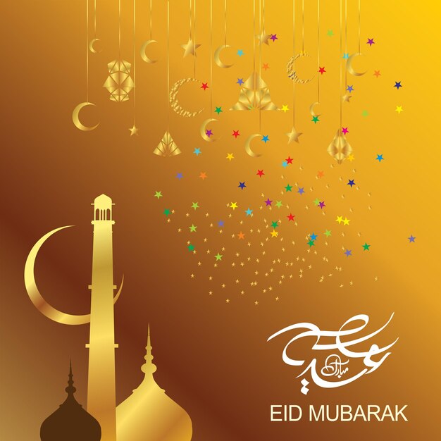 Celebração feliz do festival islâmico de eid mubarak por muçulmanos em todo o mundo