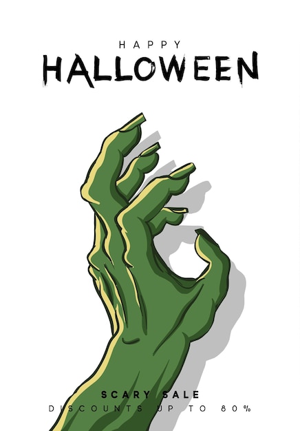 Celebração Feliz Halloween. Mãos de zumbi saindo do chão