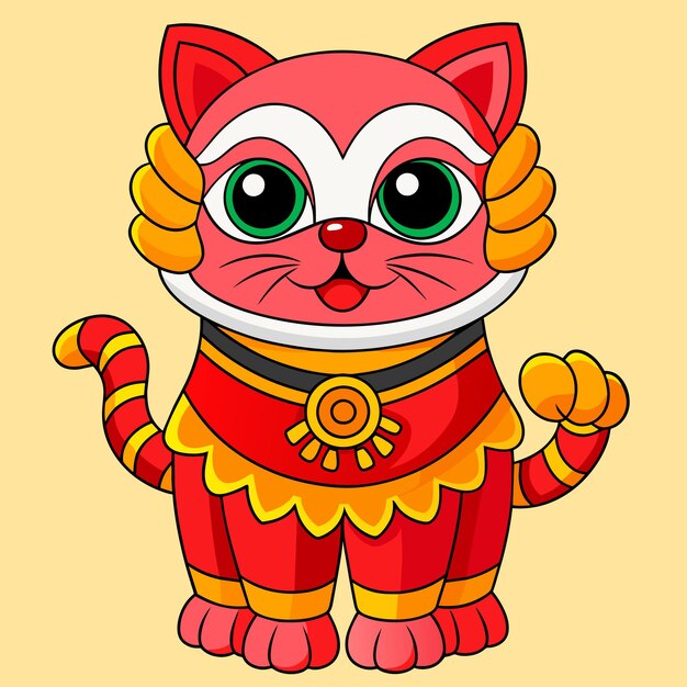 Vetor celebração tradicional do ano novo chinês mascote desenhado à mão personagem de desenho animado adesivo conceito de ícone