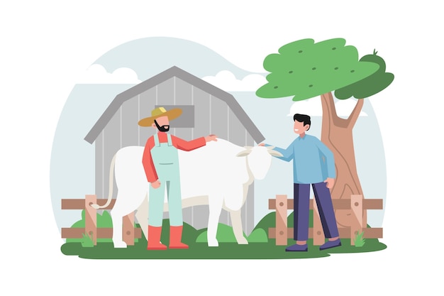Celebrado EidAdha na ilustração vetorial de fazenda