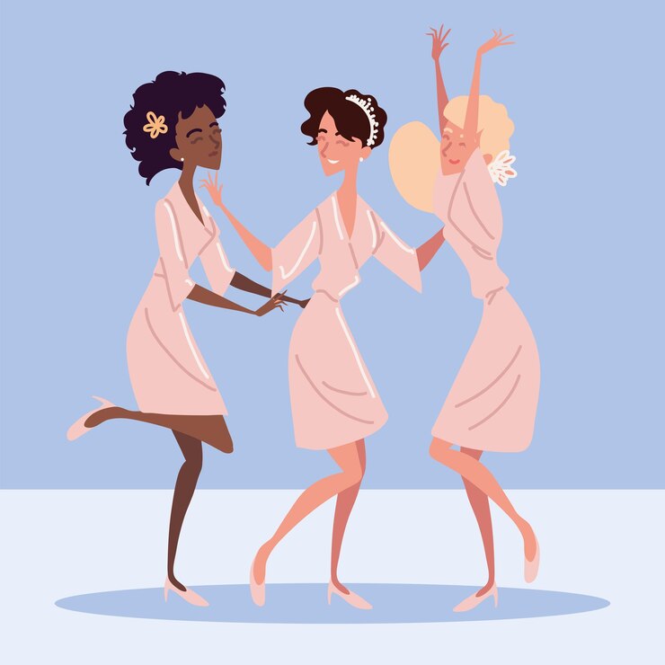 Vetor celebrando o design de personagens das damas de honra mulheres