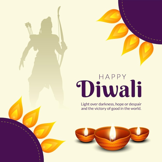 Celebrando o modelo de design de banner do festival indiano diwali feliz