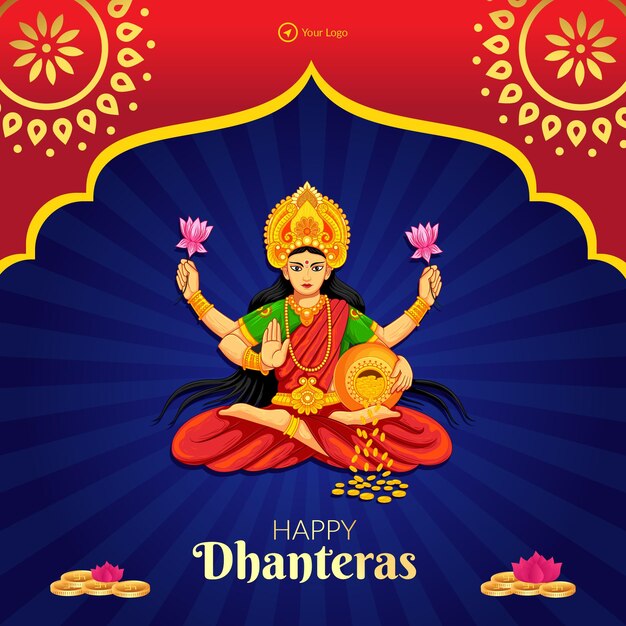 Celebrando o modelo de design de banner feliz de dhanteras