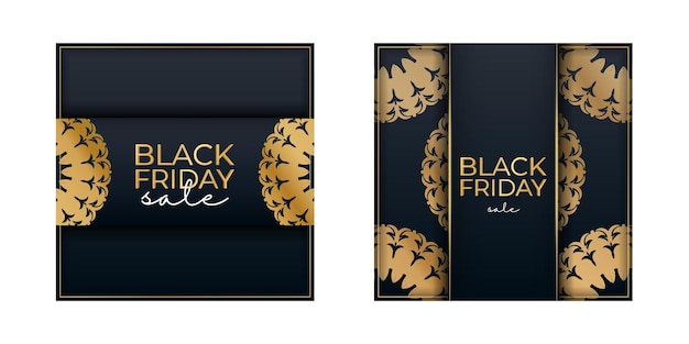 Celebration advertising black friday em azul com padrão grego dourado