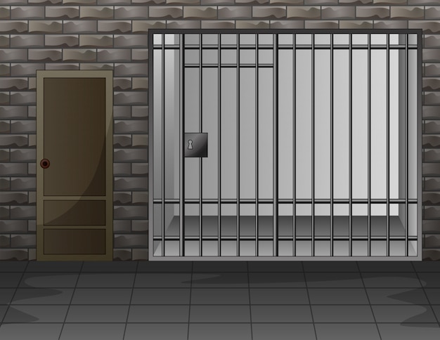 Vetor cena com ilustração interior de quarto de prisão