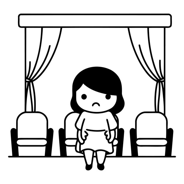 Cena de cinema com mulher em cadeira design de ilustração vetorial