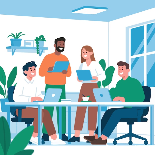 Cena de dia de trabalho de projeto plano