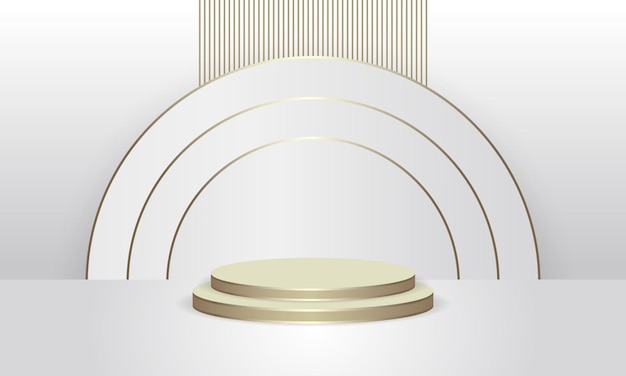 Cena de exibição redonda abstrata para produto luxuoso pódio dourado