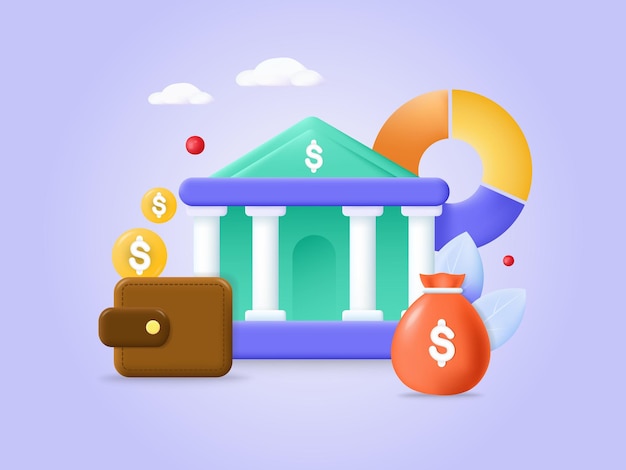 Cena de negócios e finanças de vetor de serviço bancário