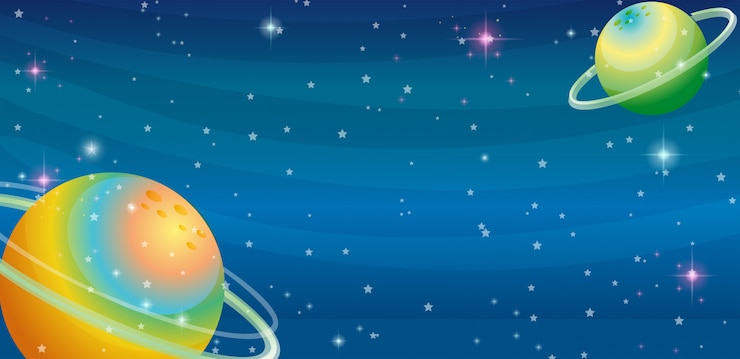 Vetor cena do espaço com dois planetas