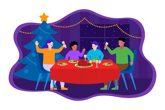 Vetor cena do jantar de natal