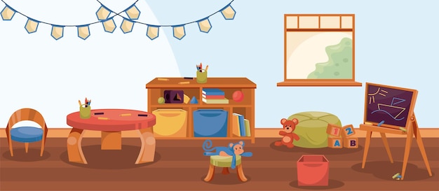 Menina Da Sala Da Cama Da Sala De Jogos Feminino Interior Da Criança Da  Mobília Da Decoração Do Armazenamento Dos Brinquedos Do a Ilustração do  Vetor - Ilustração de mesa, fêmea: 141551422