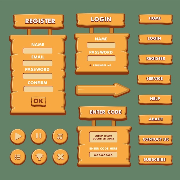 Cena do menu do jogo para status de poder do dinheiro e itens colecionáveis pode ser usado para todos os tipos de jogos, como jogos de tiro rpg de corrida de aventura e outros tipos de jogos