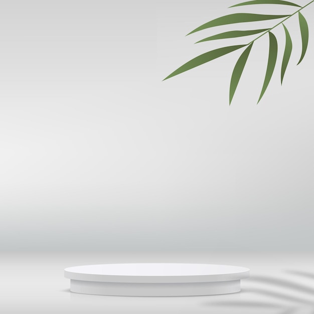 Cena mínima abstrata com formas geométricas Pódio branco em fundo branco para apresentação do produto Vetor Premium