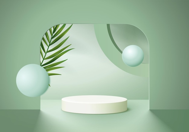 cena minimalista com plataforma geométrica