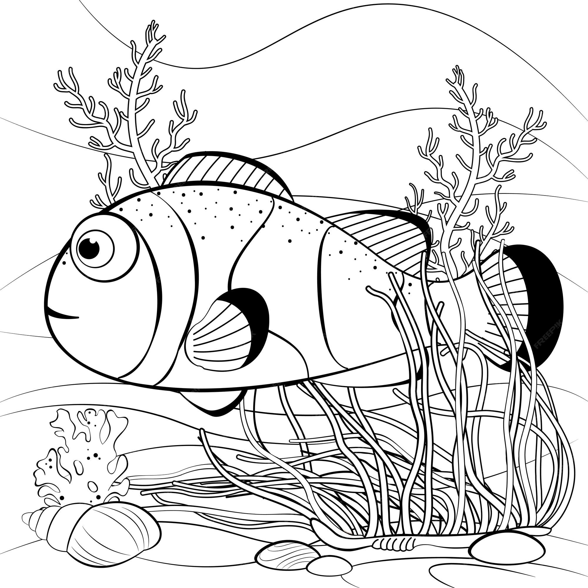 Desenhos de peixes fofos para colorir: imprimíveis, gratuitos e fáceis de  colorir