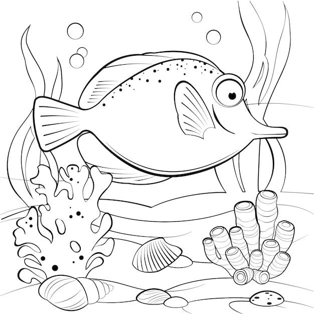 Cena subaquática com peixes tropicais e corais