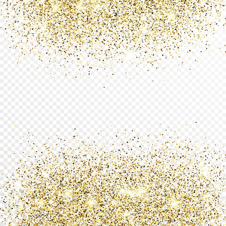 Vetor cenário de confetes de glitter dourados isolado em fundo branco transparente. textura comemorativa com efeito de luz brilhante. ilustração vetorial