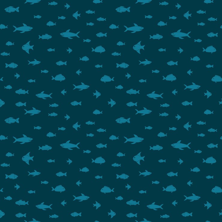 Cenário de ilustração vetorial de fundo sem costura de peixe