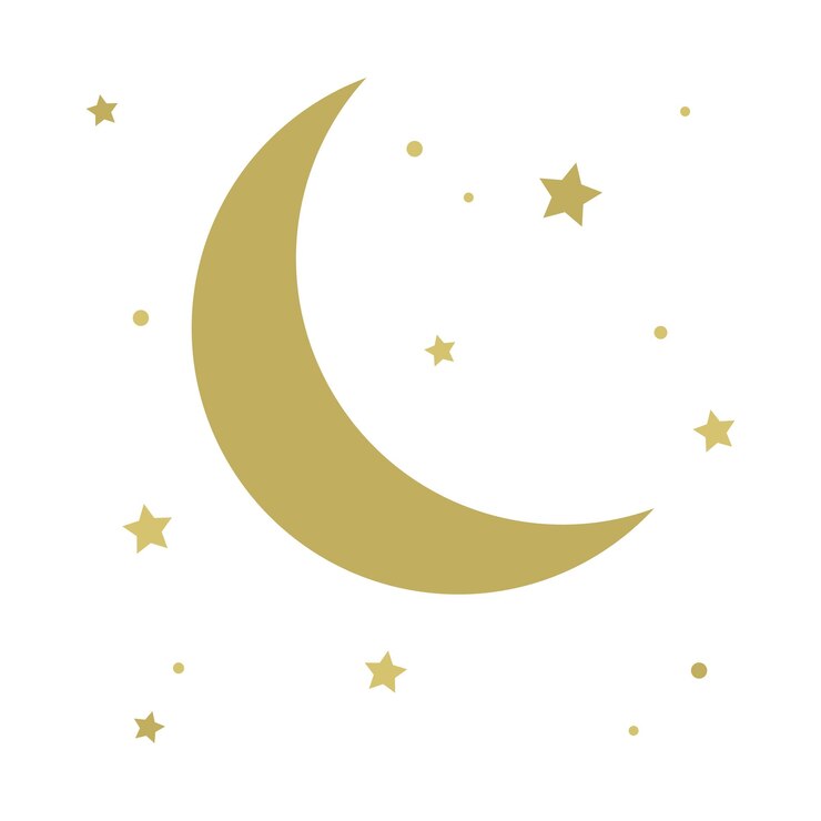 Vetor cenário de lua dourada com estrelas