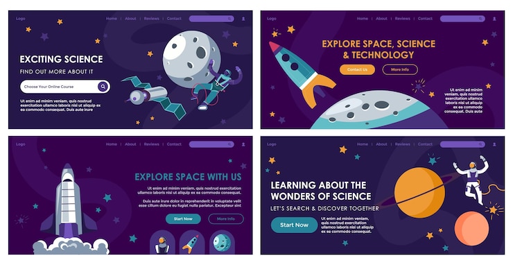 Vetor cenografia de banner web com oferta de aprendizagem científica