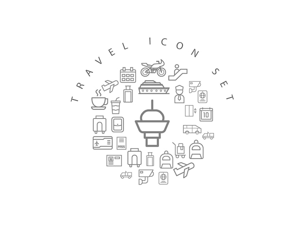 cenografia de ícones de viagens